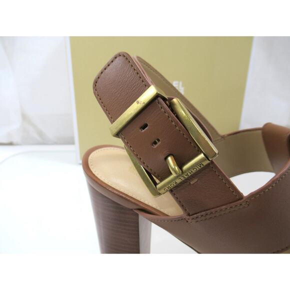 Michael Kors Becker T-Strap Platform Sandals MK Signature Luggage Size 9 - Picture 5 of 5
